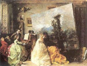 Interior of Munoz Degrain's Studio in Valencia 1867 by Francisco Domingo Marques