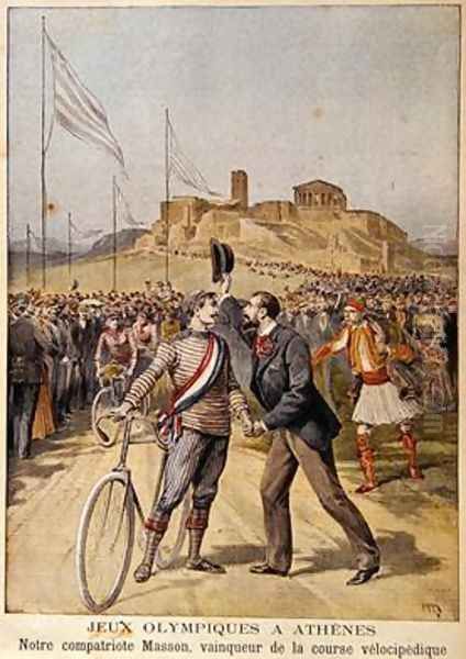 Paul Masson winner of 3 gold medals in cycling events at the 1896 Olympics in Athens illustration from Le Petit Journal 26th April 1896 - view 1