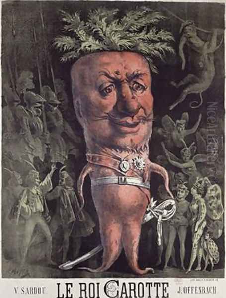 Poster for Le Roi Carotte an operetta by Jacques Offenbach 1819-90 at the Theatre de la Gaite 1872 - view 1