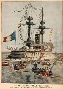 Villefranche Harbour a ball on board the Formidable illustration from Le Petit Journal by Henri Meyer