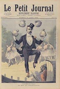 Georges Clemenceau 1841-1929 juggling bags of English money from Le Petit Journal 19th August 1893 Georges Clemenceau 1841-1929 juggling bags of English money from Le Petit Journal 19th August 1893