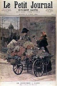 Springtime in Paris The Flower Cart cover of Le Petit Journal 4 April 1891 by Henri Meyer