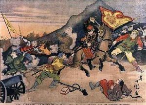 The Taking of the Chinese Flag by a Japanese Officer from Le Petit Journal October 1894