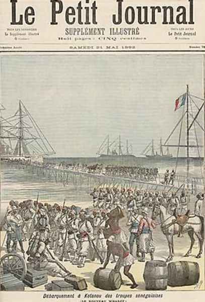 Landing of the Senegalese Troops at the New Wharf in Cotonou from Le Petit Journal 21st May 1892 - view 1