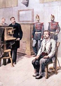 The Assassin of Choisy-le-Roy being photographed before Professor Bertillon from Le Petit Journal 7th May 1899 by Henri Meyer
