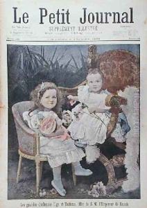 Grand Duchesses Olga 1895-1918 and Tatiana 1897-1918 from the front cover of Le Petit Journal 5th February 1899 by Henri Meyer