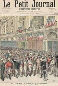 The Start of the Road Race from Paris to Belfort from Le Petit Journal 18th June 1892 The Start of the Road Race from Paris to Belfort from Le Petit Journal 18th June 1892