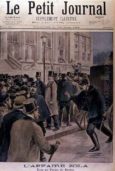 The Zola Affair Emile Zola 1840-1902 at the Palais de Justice cover of Le Petit Journal 20th February 1898 - view 1