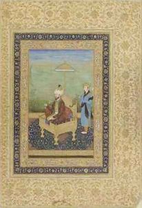 Two deer in a landscape School of Jahandir by (Ustad Mansur) Mansur