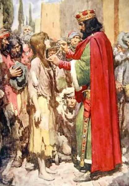 For a moment they stood looking at each other- the barefoot beggar girl in her rags and the King in his jewelled crown King Cophetua and the Beggar Maid - view 1
