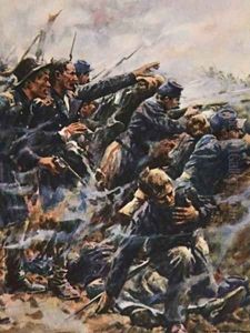 High Tide at Gettysburg illustration from This Country of Ours The Story of the United States by A.C. Michael