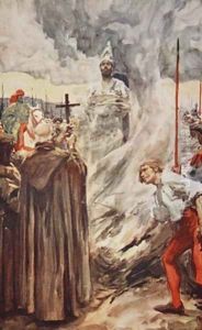 The burning of John Huss on July 6th 1415 illustration from A History of Germany by A.C. Michael