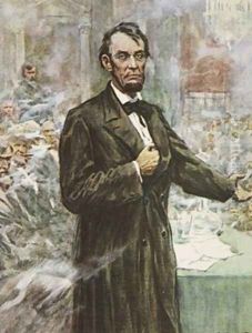 Abraham Lincoln the great Emancipator illustration from This Country of Ours The Story of the United States by A.C. Michael