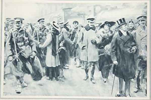 The Weekend away from the Front British officers and men on short leave from the trenches arriving at Victoria from The Illustrated War News 1915 - view 1