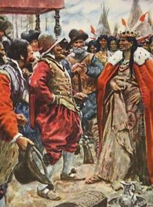 The Crowning of Powhatan illustration from This Country of Ours The Story of the United States by A.C. Michael