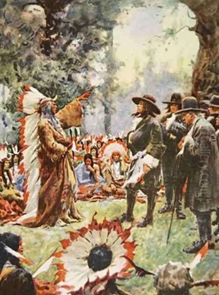 William Penns treaty with the Indians illustration from This Country of Ours The Story of the United States - view 1