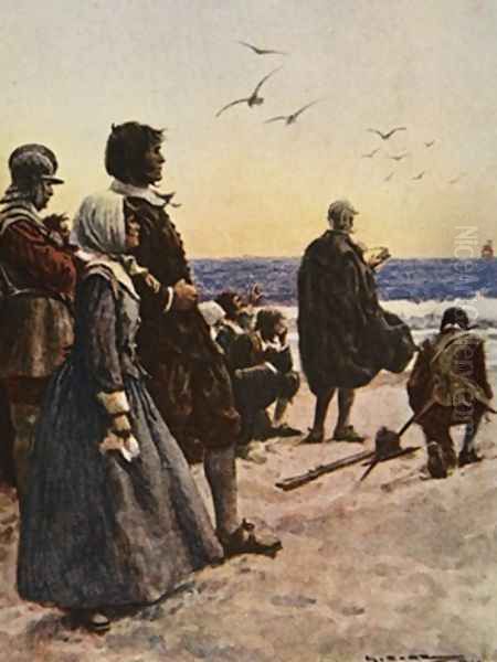 The Departure of the Mayflower illustration from This Country of Ours The Story of the United States - view 1