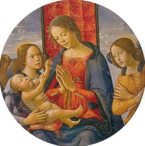 Virgin Adoring the Child with Two Angels 1490s by Bastiano Mainardi