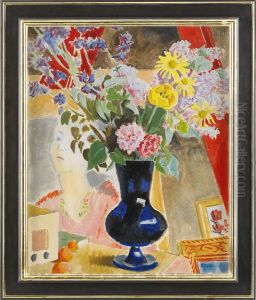 Sommarblommor I Bla Vas by Isaac Grunewald