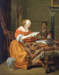 A Young Girl at a Table by Michiel van Musscher