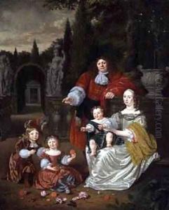 A Family Group on a Terrace 1670 by Michiel van Musscher
