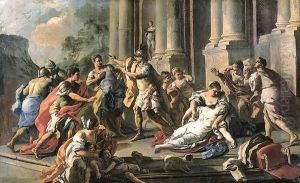 Horatius Slaying His Sister after the Defeat of the Curiatii c. 1760 by Francesco de Mura