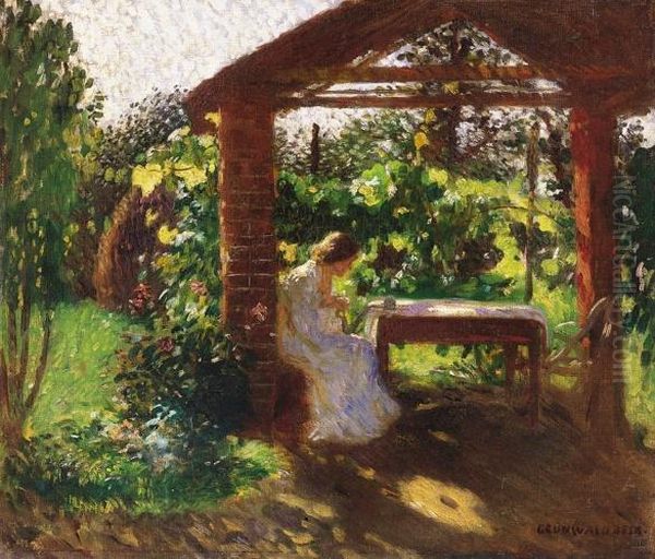 Lady Sitting In An Arbour - view 1