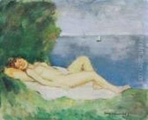 Nude By The Waterside by Bela Ivanyi Grunwald
