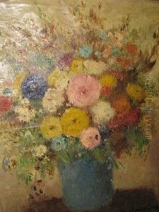 Still Life Of Flowers by Bela Ivanyi Grunwald