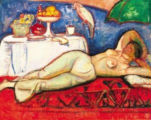 Nude With Parrot, Around 1909 by Bela Ivanyi Grunwald