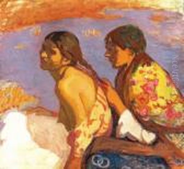 Girls By The Waterside, Around 1910 - view 1