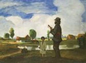 Muzsikus A Falu Szelen by Bela Ivanyi Grunwald