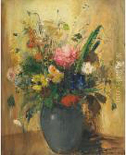 Summer Bouquet In A Blue Vase - view 1
