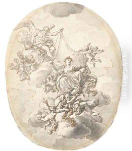 Time discovering Innocence and a man with a fishing net, two putti writing in a book on the left