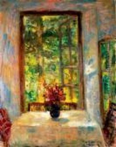 Sunlit Verandah With A Bunch Of Garden Flowers