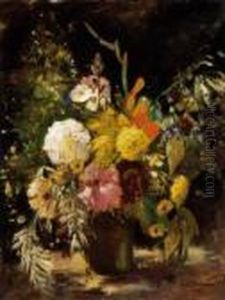 Still-life Of Flowers by Bela Ivanyi Grunwald