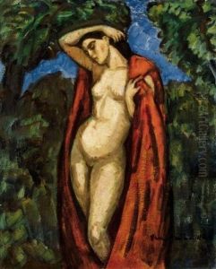 Nude With Red Mantle by Bela Ivanyi Grunwald