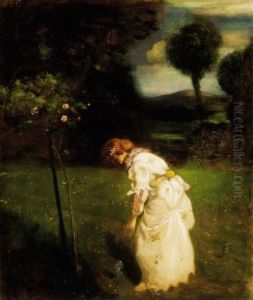 Spring (white - Dressed Woman In Flowery Garden) by Bela Ivanyi Grunwald