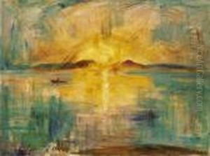 Sunset By The Lake Balaton At Badacsony