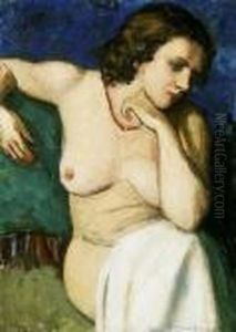 Nude With Red Necklace