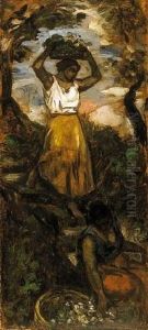 Girls With Fruit Basket by Bela Ivanyi Grunwald