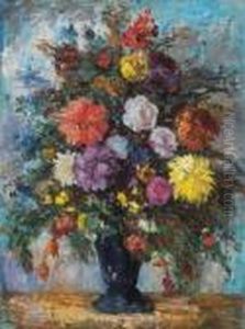 Still Life Of Flowers by Bela Ivanyi Grunwald
