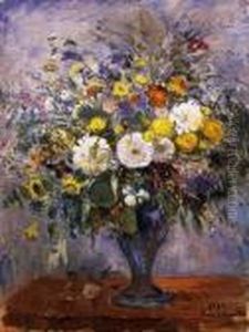 Still Life Of Flowers by Bela Ivanyi Grunwald