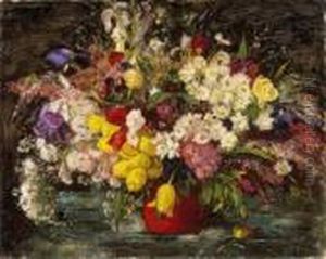 Still Life Of Flowers by Bela Ivanyi Grunwald