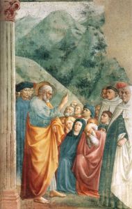 St Peter Preaching 1426-27 by Tommaso Masolino (da Panicale)