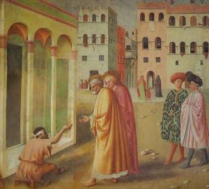 St. Peter Heals a Cripple (San Pietro risana uno storpio) by Tommaso Masolino (da Panicale)