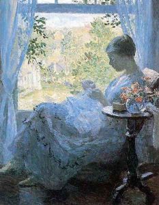 Young Woman Sewing by Gari Julius Melchers