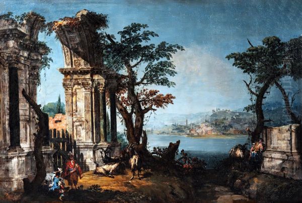 Capriccio with Classical Arch and Goats - view 1