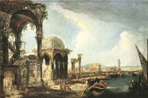 An architectural capriccio of a city by Michele Marieschi