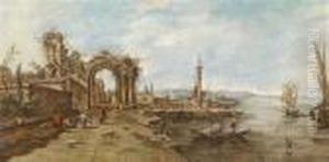 An Architectural Capriccio With Ruins by Francesco Guardi